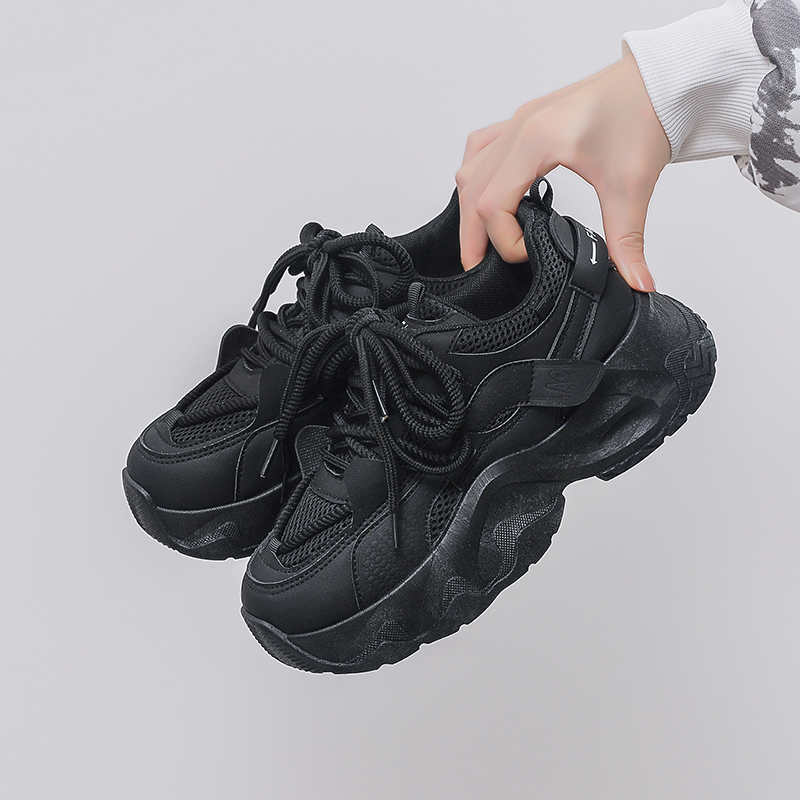 Fashion Thick Heel Round Toe Sneakers Shoes Women Woven Women's Shoes Size 35 Low Boots Woman Sport Newest High Tech Sapatos