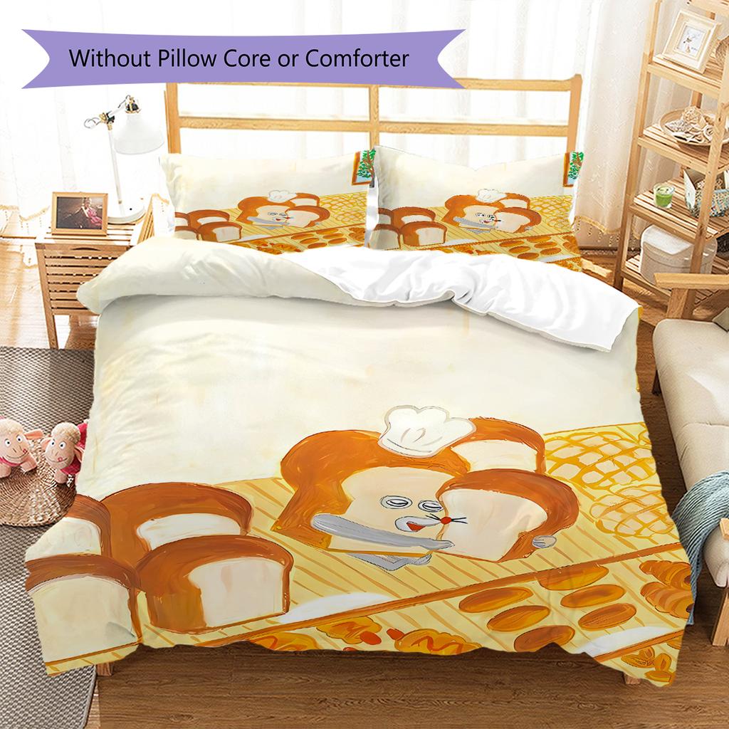 Bread Thief Pattern Bedding,Quilt Set Quilt Cover Pillowcase Home Birthday Gift (1 * duvet cover + 2 * pillowcase, without core)