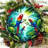 JINLAN 8 Inch Round Metal Sign Parrot Tropical Bird Art Durable Home Bar Wall Decor