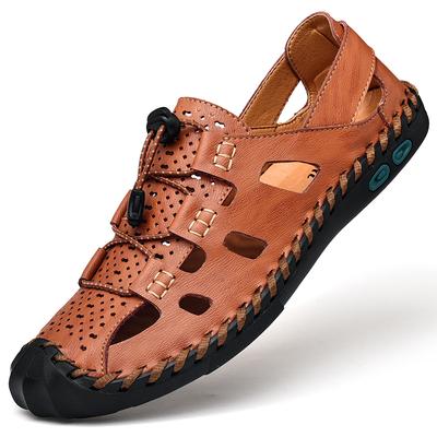 Neue Mode Sommer Strand Atmungsaktiver Komfort Herren Gladiatorsandalen Echtes Leder Herren Sandale Mann Freizeitschuhe Übergröße 38-48
