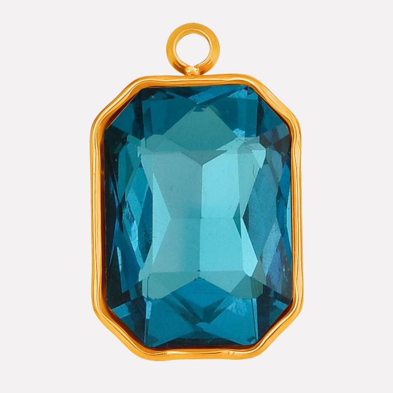High Quality Big Glass Rhinestone Stainless Steel Rectangle Charms For Jewelry Making Supplies Real Gold Plated No Fade Pendants
