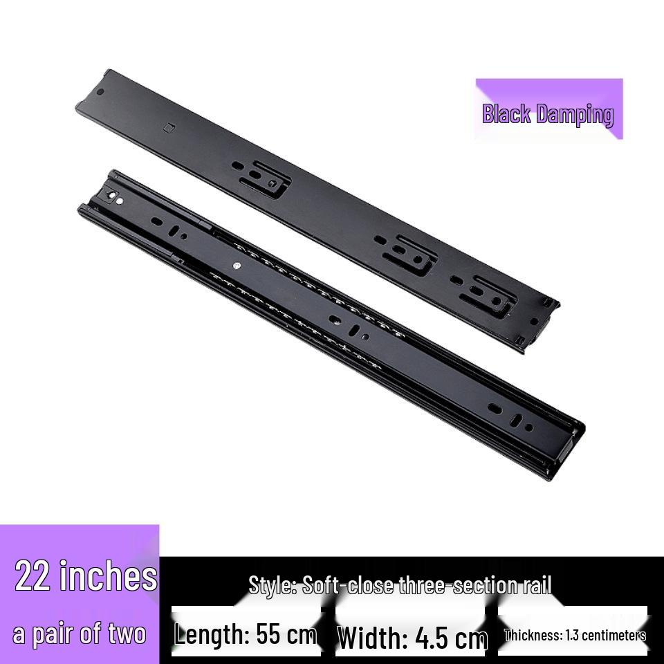 Stainless Steel Silent Ball Bearing Drawer Slides with Three-Section Damping Rails