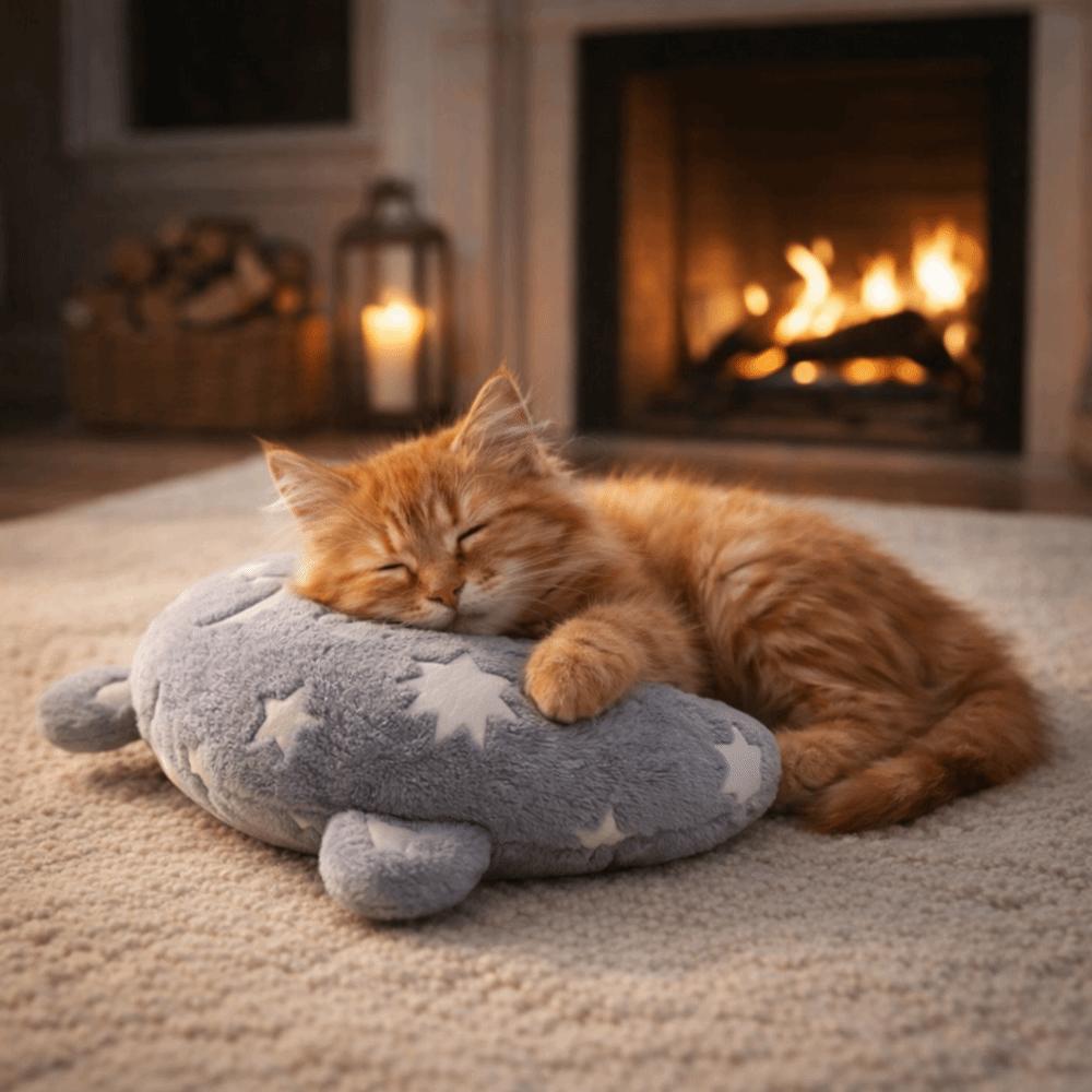 Plush Cat Glowing Pillow Moon Star Dog Sleep Mat Cartoon U-Shaped Pet Pillow  Indoor