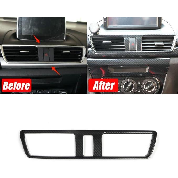 Car Middle Air Outlet Vent Trim Cover for Mazda 3 Axela 2014-2019 Carbon Fiber Black
