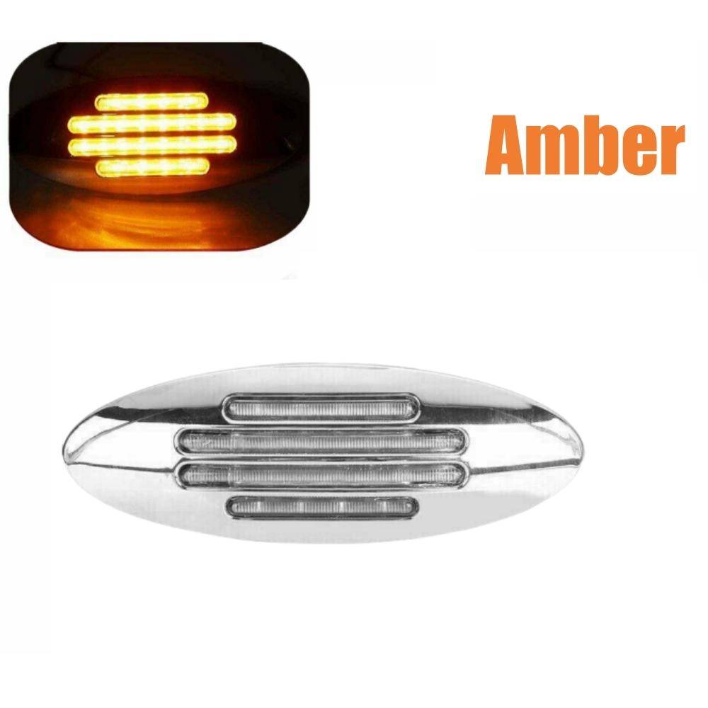 Truck Trailer Side Marker Light 24LED Oval Chrome Base 12V Reverse Singnal Lamp RV Motorhome Van LED Clearance For Truck Bulbs 7