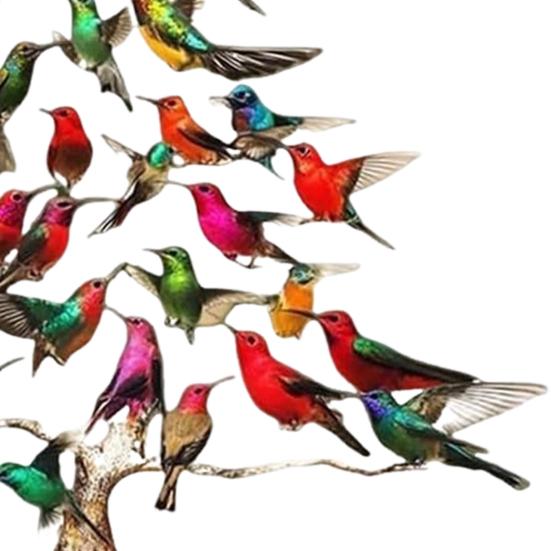 Sparkling Hummingbird Christmas Ornament Double-Sided Colorful Design Stack Hummingbird Ornament Winter Bird Xmas Decor