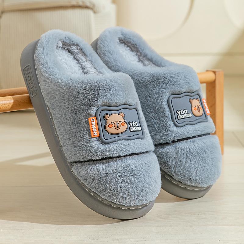 Cotton slippers home autumn and winter cartoon cotton shoes shoes warm plush thick soled plush couple cotton mop
