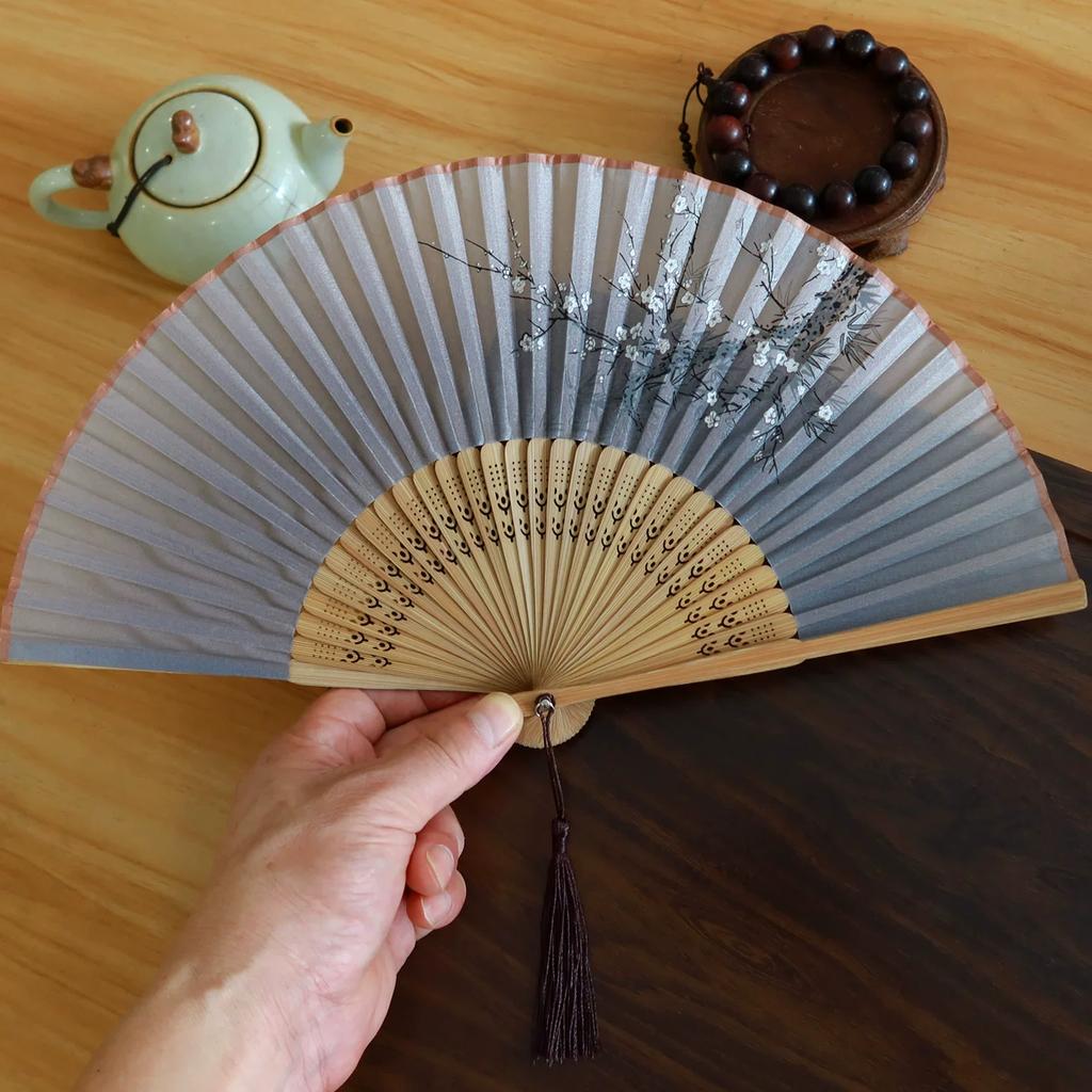 Folding Fan, Ancient Style Folding Fan, Classical, Compact, Retro, Hanfu, Portable, Silk Fabric, Durable for Women