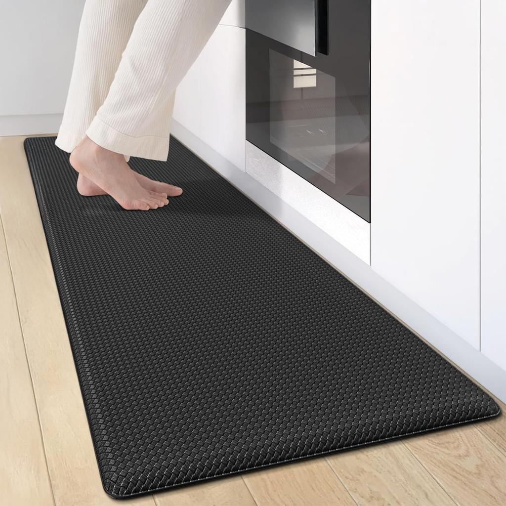 MOLANDI Kitchen 10mm and Long PVC Floor Memory No Washing Black Mat, 240cm, Wipeable, Water-Repellent, Thick, Cushioned, Stain-Resistant,