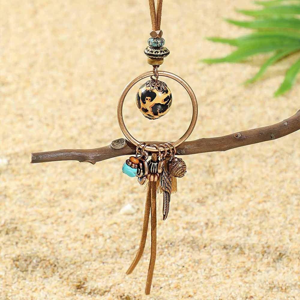 Damen Mode Türkis Muschel Anhänger Elegantes Stammes Halskette Brauner Anhänger Halsketten Schmuck