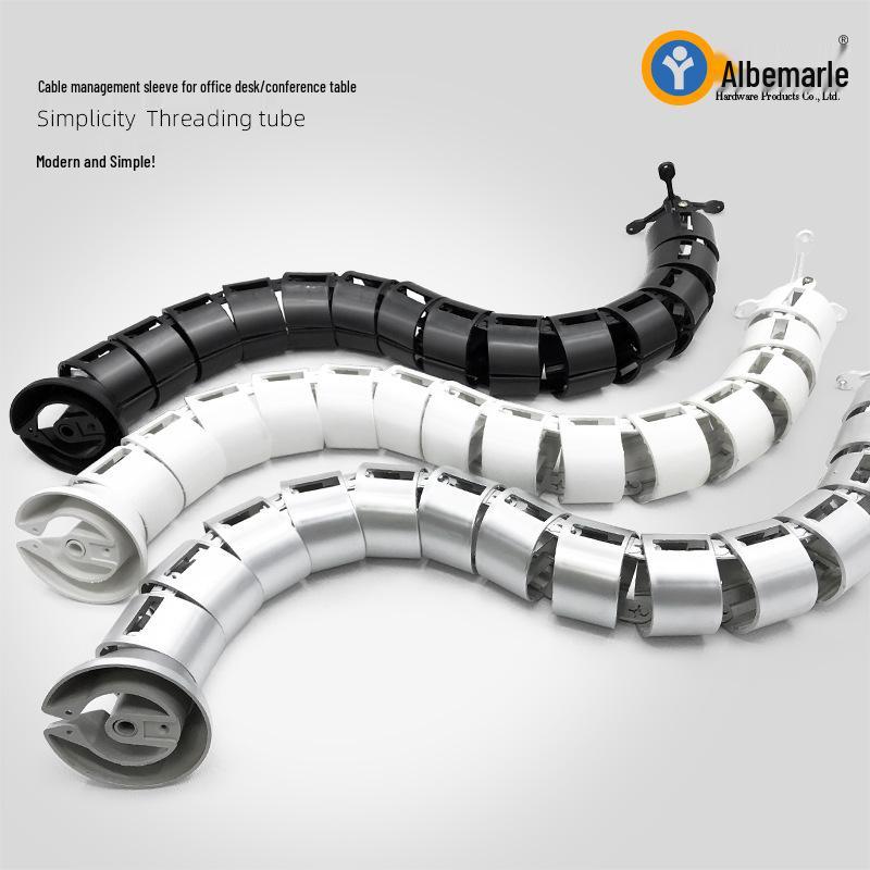 Snake-Shaped Cable Conduit: Office Desk Wire Organizer & Conference Table Cable Wrangler Round белый