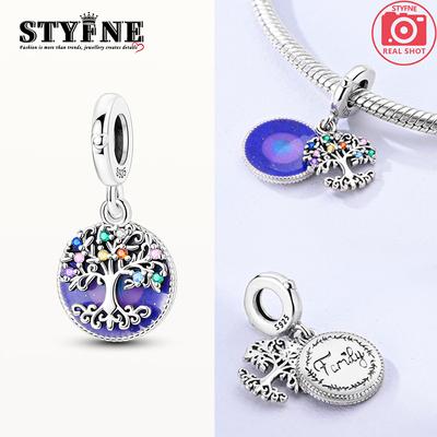 Genuine Charm Copper Colorful Life Tree Family Pendant Fits Charm Plata Bracelet For Women Jewellery Crafting DoItYourself Gift