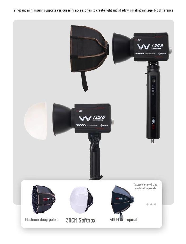 Yingbang W120B Outdoor Live Streaming Pocket Light - 100W Full Color Temperature Soft Light for Photography