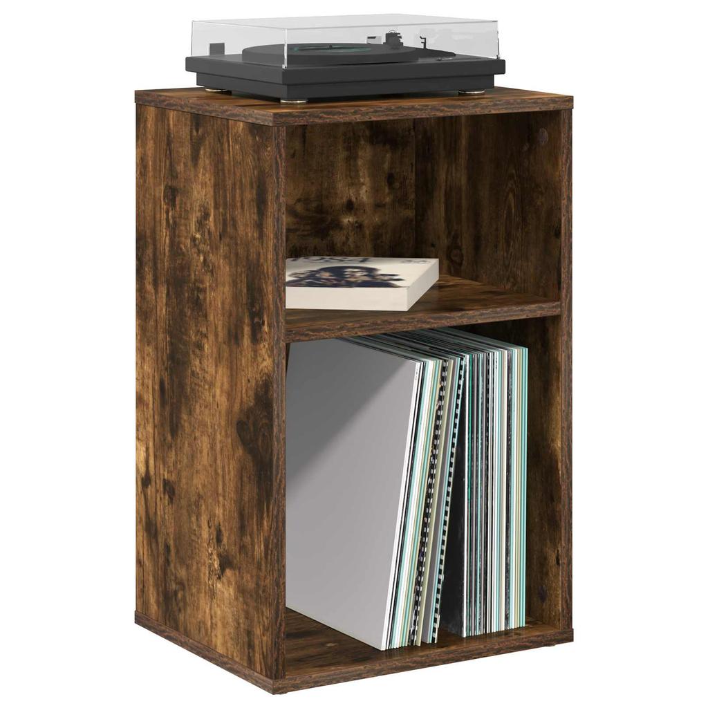 Record Storage Cabinet Smoked Oak 38 X 33 X 61 Cm Engineered Wood