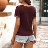 YYFS Women's Fashion Casual Summer Spring Solid Color Print Short Sleeve V-Neck Blouses & Shirts