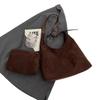 IELGY Ladies Tote Bag Suede Bucket Bag Large Capacity One Shoulder Armpit Retro Commuter