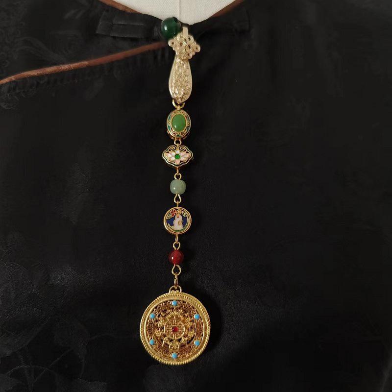 Imitationsperle Damen Hanfu Ornament Schmuck Langer Hängender Quaste Cheongsam Accessoires Legierung Cheongsam Gepresstes Revers