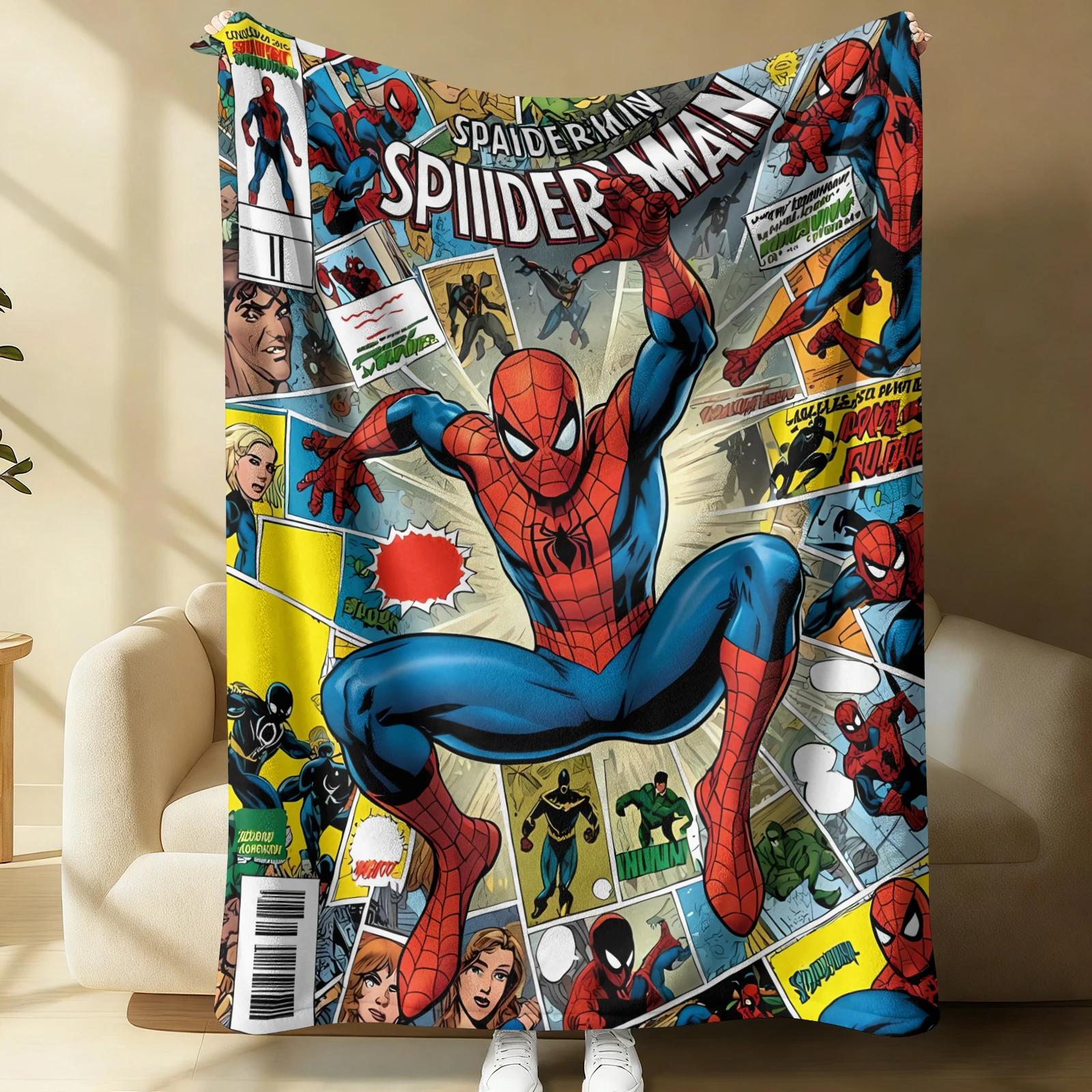 

Retro Comic Spider-Man Flannel Blanket Soft Warm Fluffy Lightweight Throw Sofa Couch Bed Cover Nap Shawl Teens Man Cave Decor 75cmx90cm