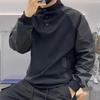 2026 Spring and Autumn New Stand-up Collar Sweater Men's Splicing Handsome Jacket High-end Design Casual Pullover Loose Top
