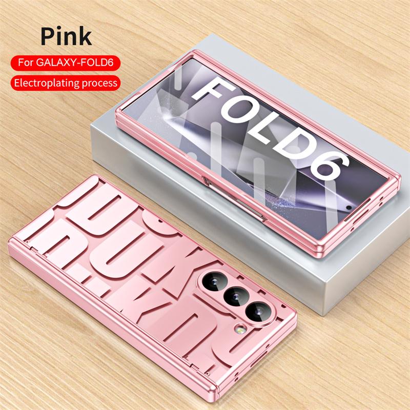 For Samsung Galaxy Z Fold 8Ultra 7 6 5 4 3 5G Electroplating Transparent Hinge Phone Case Screen Protect Film Shockproof Cover