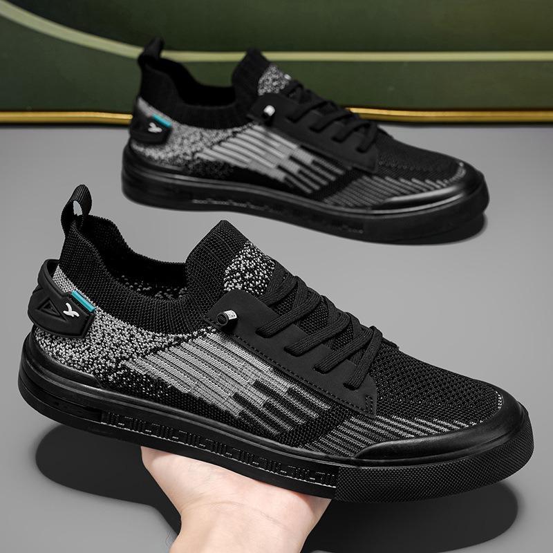 Men's Summer Casual Mesh Shoes, Cool and Trendy Shoes, Trendy Breathable Board Shoes, One Pedal, Flying Woven Thin Men's Shoes