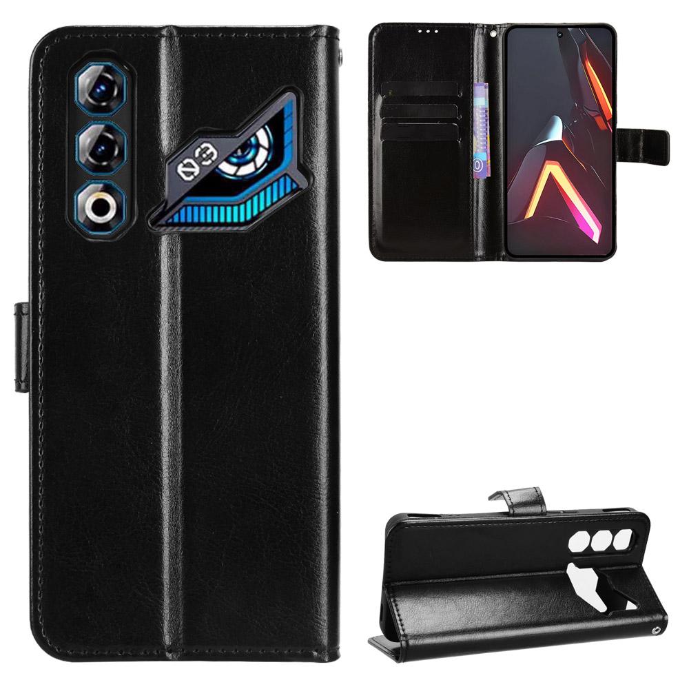 For ZTE nubia Neo 3 GT 5G PU Leather Case with Strap Crazy Horse Texture Phone Wallet Cover
