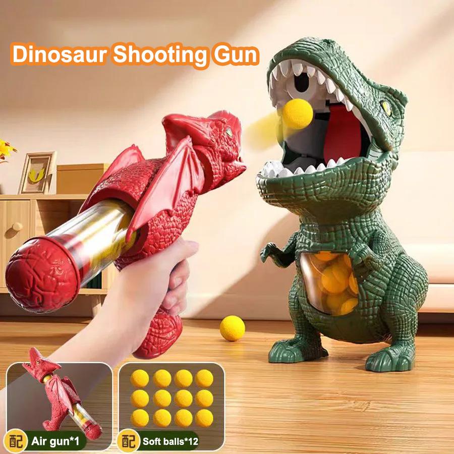 Lustiges Dinosaurier-Schießen Tyrannosaurus Ball Weichkugelpistolen-Spielzeugset Eltern-Kind Interaktives Luftbetriebenes Weichkugelpistolen-Spielzeug Geschenk