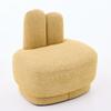 Cozy Bunny-Ear Fabric Ottoman - Fixed Upholstered Stool with Cute Ears, No Storage, Not Removable