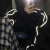 Unisex Oversized Vintage Reflective Stripe Jacket Loose Fit Korean Streetwear Baseball Coat