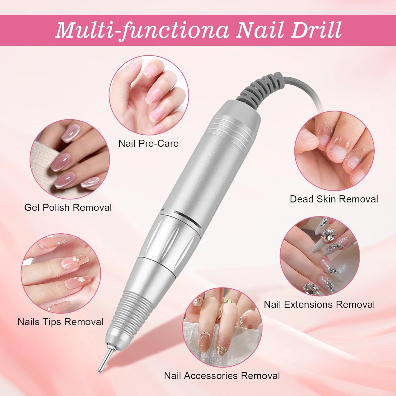 

Nail Drill Handle, Nail Polishing Machine Handle for Manicure Nail Drill Replacement Handpiece for Polisher Grinder Handpiece Pen Drill Accessory