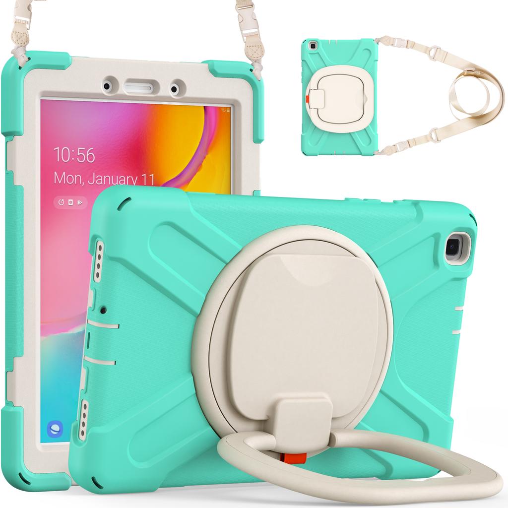 360 Rotating Kids Case For Samsung Galaxy Tab A 8.0 2019 SM-T290 SM-T295 Heavy Duty Stand Cover With Handle Grip Shoulder Strap