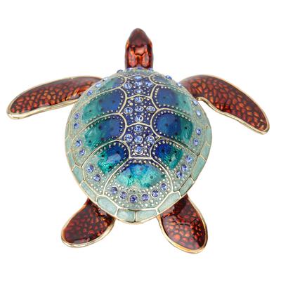 Scatola Portagioie Tartarughe Strass Spazio di Archiviazione Antiruggine Colore Brillante Ornamento Tartarughe Marine Lucenti per