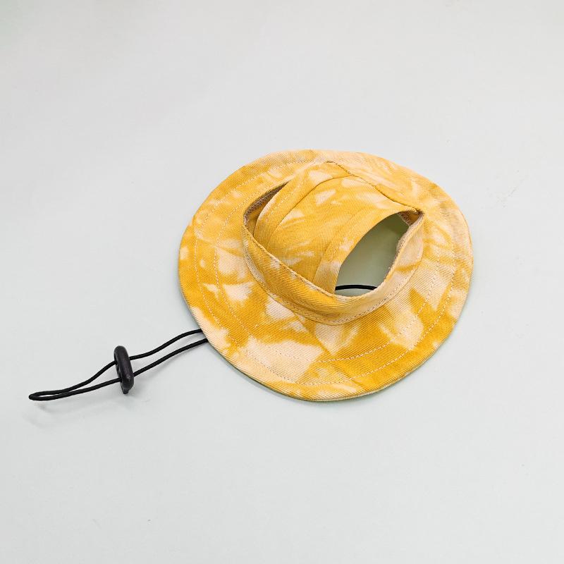 Tie Dye Pet Hat With Ear Hole Round Brim Dog Puppy Cat Sun Hat Bucket Hat Pet Decorative Accessories