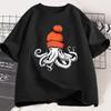 2026 Summer Unisexs 100 Pure Cotton Octopus Print Round Neck Tshirt Unisex Casual Versatile Soft Breathable Short Sleeved Shirt