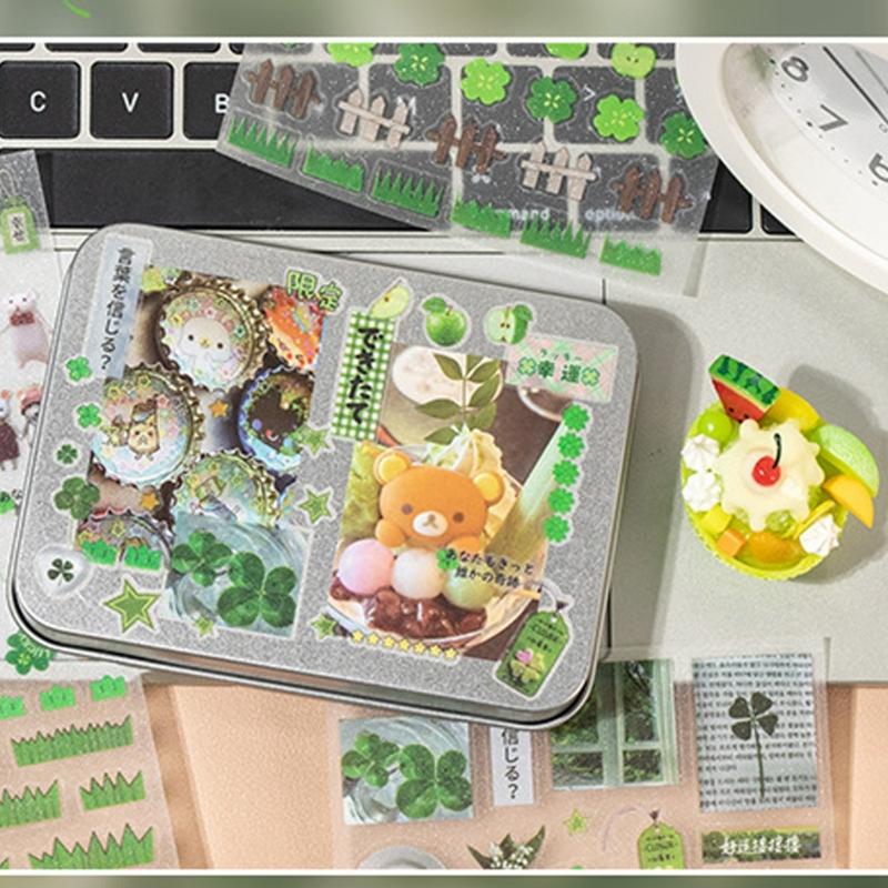 6 Sheets Adhesive Sticker Retro Decal Food Sticker Asthetic Decal Scrapbooking Sticker Cartoon Decal Fish Sticker