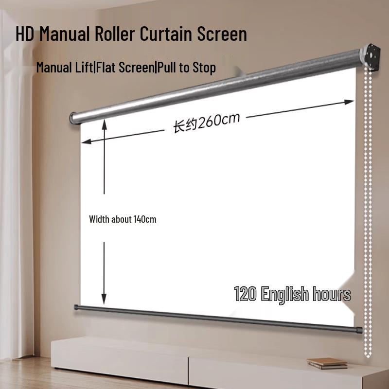 Manual Pull-Down Projector Screen for Home and Office