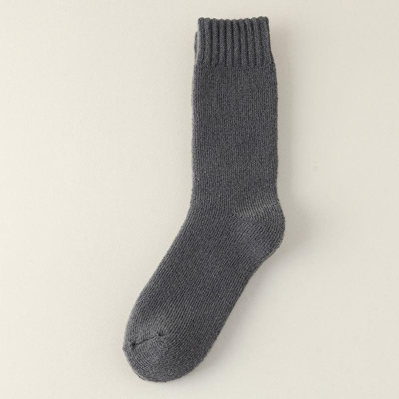 Autumn and Winter Thickened Men's Solid Color Loop Warm Mid-calf Socks, Loose-fitting Socks, Men's Thickened Towel Snow Socks, Floor Socks