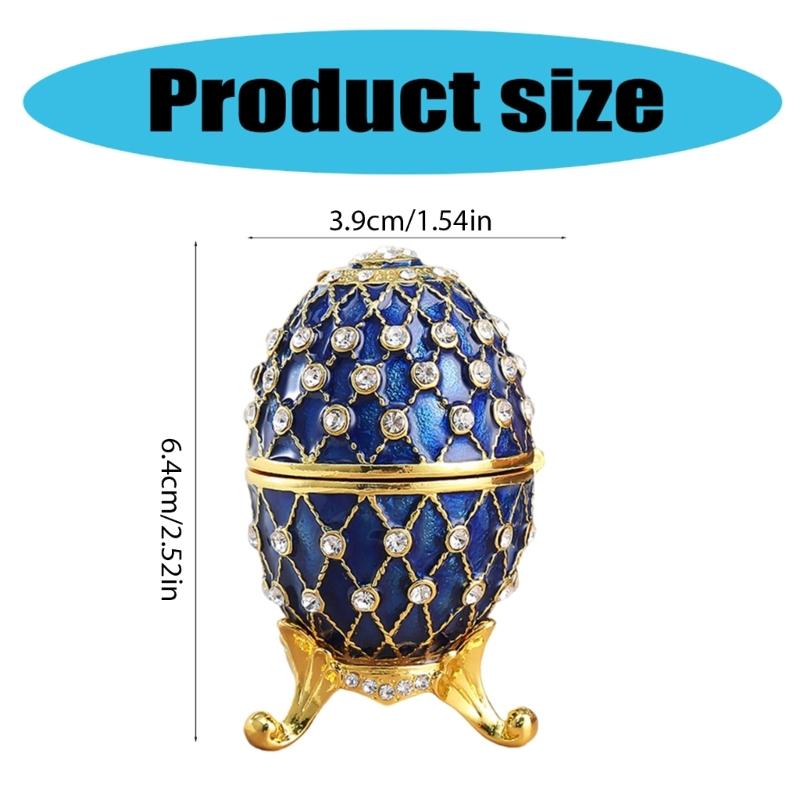 Ornament Elegant Ouă de Paște din Email Cutie de Bijuterii Handmade cu Cristale și Bijuterii cu Capac cu Balamale Accesorii pentru Decorarea Casei