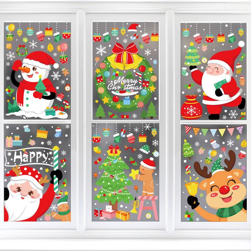 New Christmas Window Stickers Merry Christmas Decorations For Home Christmas Wall Sticker Kids Room New Year Decoration