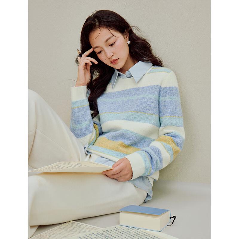 Inman Women's Striped Drop-shoulder Wool Knit Sweater