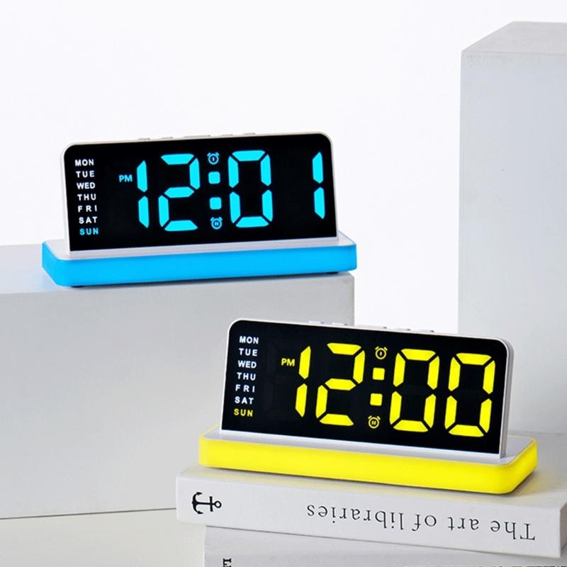 Night Light Digital Alarm Clock Electric Desk Clock with Snooze Date Loud Alarm Day of Week for Living Room Bedroom