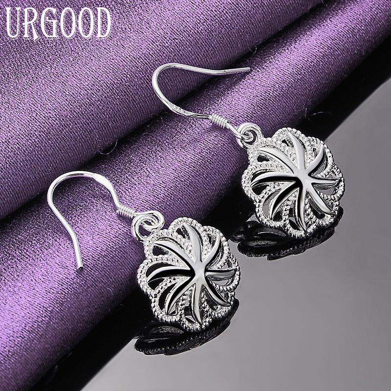 Ohrringe aus 925er-Sterlingsilber mit rundem Windmühlenmuster, Schmuck