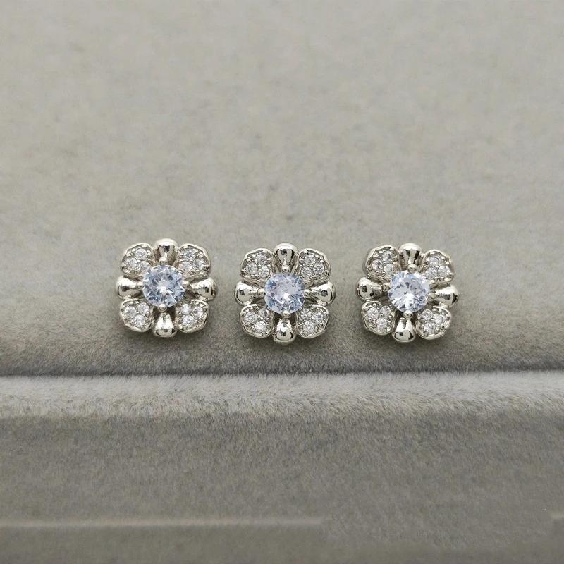 5pc/lot Shining Crystal Flower Buttons Cubic Zirconia Button for Shirt Decorative CZ Sewing Buttons for Cashmere Knit Cardigan