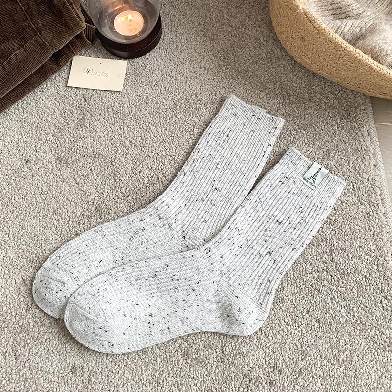 Women's Thickened Mid-Calf Cashmere Wool Socks - Warm Winter Dot Pattern