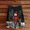 Women's Fashion Round Neck Long Sleeve Christmas Print Casual Pullover Sweater Top
