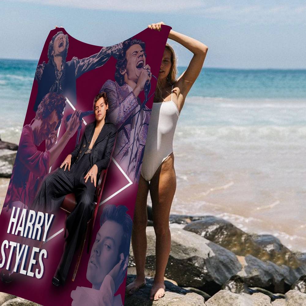 Famous Pop Singer Harris_Styles Black Microfiber Beach Towel Absorbent Quick dry Soft Swimming Resort Mountain Climbing Towel
