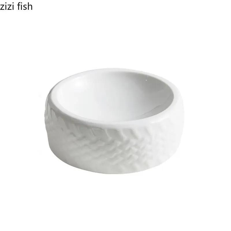 Creative Tire Shaped Ceramic Dinner Plate Restaurant Soup Plate Dessert Plate Snack Plates Pasta Plates Solid Color Tableware