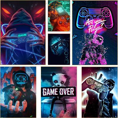 Skandinavisches Poster für Spielkonsole, Gamecontroller, Leinwand, Bild, Gamepad, Bild für Zimmer für heranwachsende Jungen, dekoratives Spielzimmer