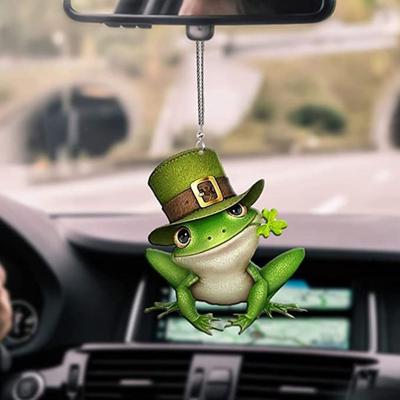 Small Green Frog Pendant 2D Acrylic Flat Ornaments Funny Frog Car Pendant  Home Decor