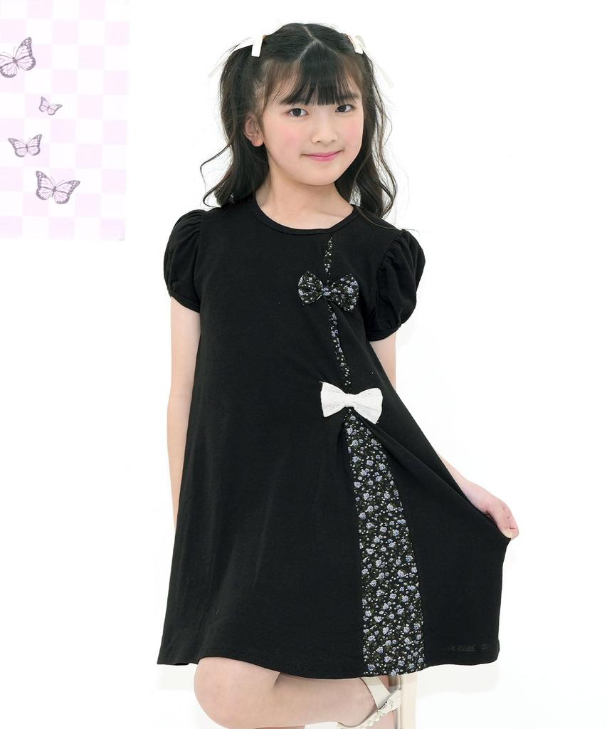 Bee Ribbon Short Size Shh01543 Dress, Sleeve, Girls', Spring/Summer, 110cm, Black,